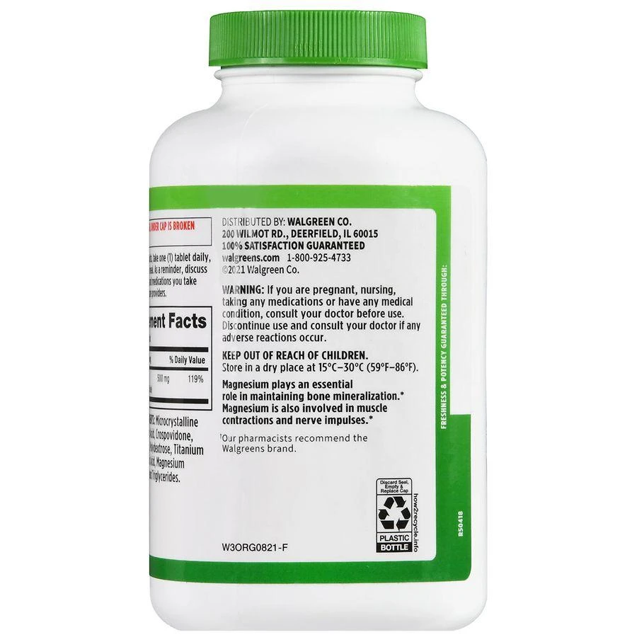 Walgreens Magnesium 500 mg Tablets 4