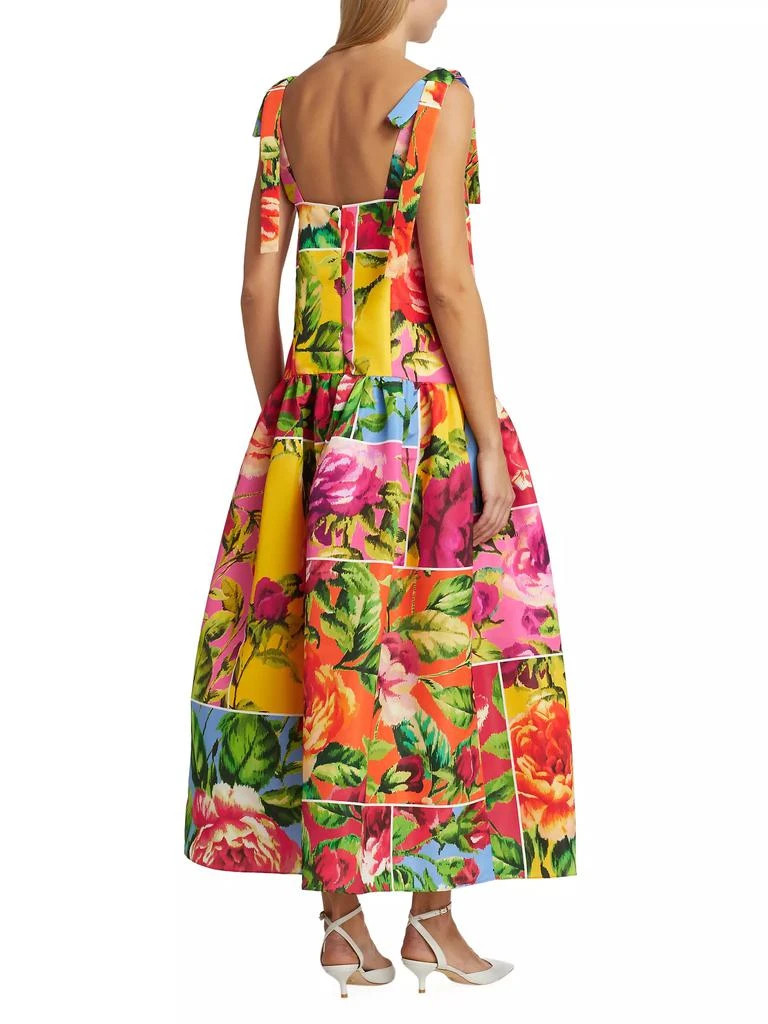 Carolina Herrera Windowed Floral Bow-Strap Cocktail Dress 5