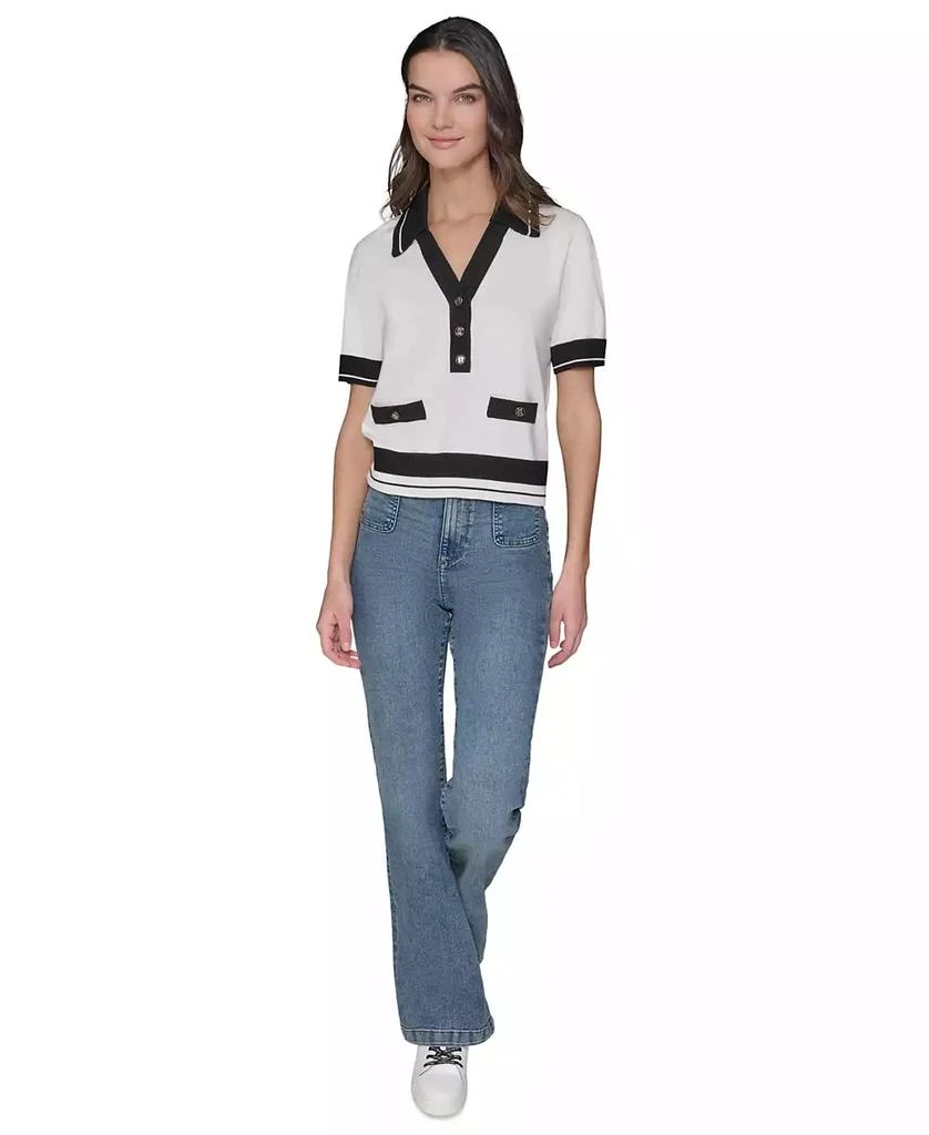 Karl Lagerfeld Paris Women's Short-Sleeve Collared Sweater 2