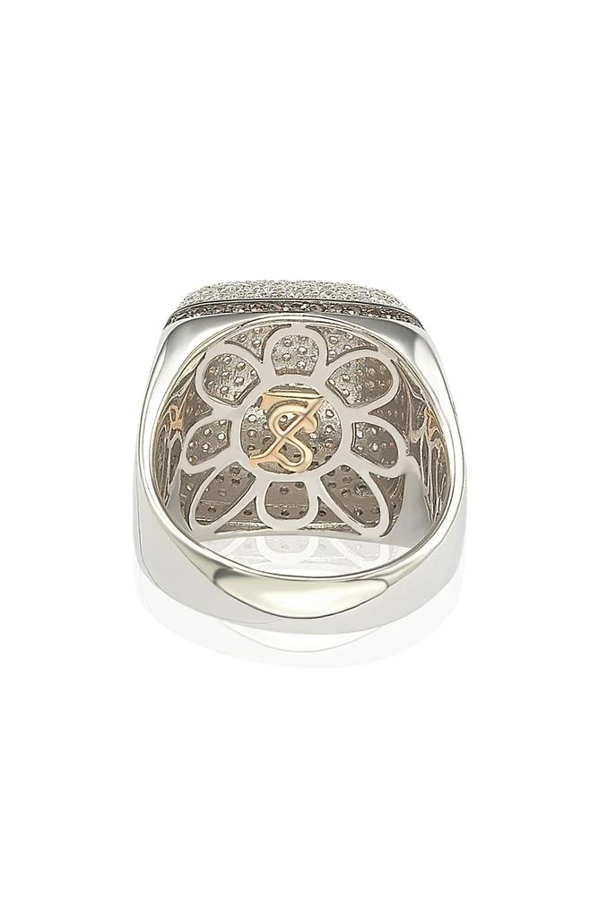 Suzy Levian 14K Yellow Gold Plated Sterling Silver Pavé CZ Square Ring 8