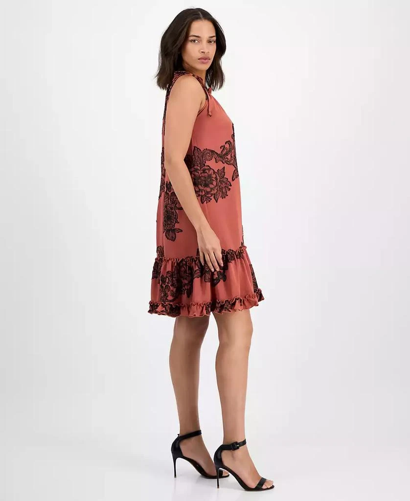 Robbie Bee Petite Printed Ruffle-Neck Shift Dress 4