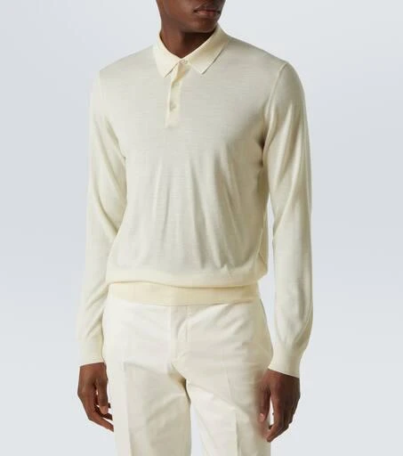 LARDINI Knitted wool, silk, and cashmere polo shirt 3