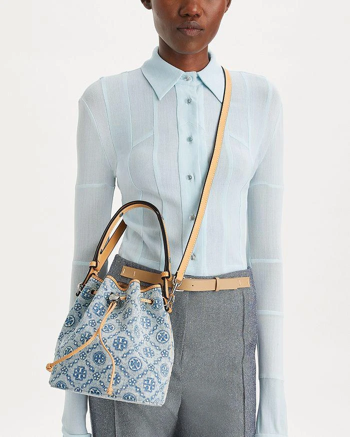 Tory Burch T Monogram Denim Small Bucket Bag 3