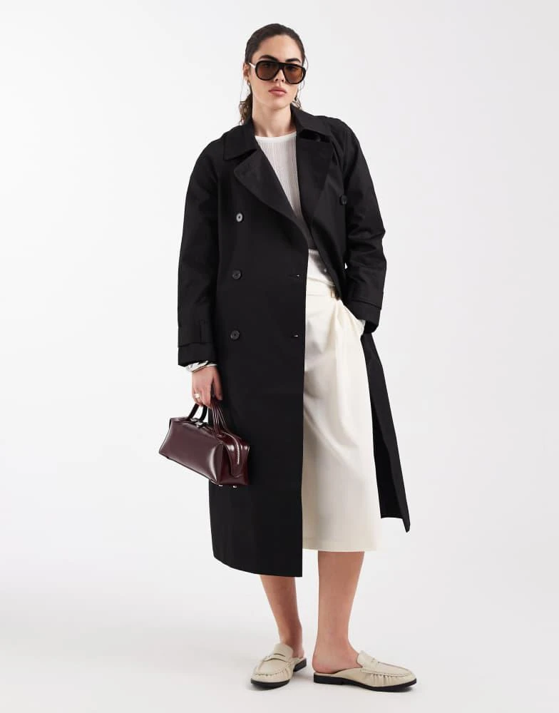 ASOS ASOS DESIGN longline trench coat with cotton and water repellent finish in black