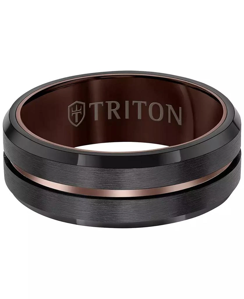 Triton Men's Brush Finished Center Line Band in Black Tungsten Carbide 2