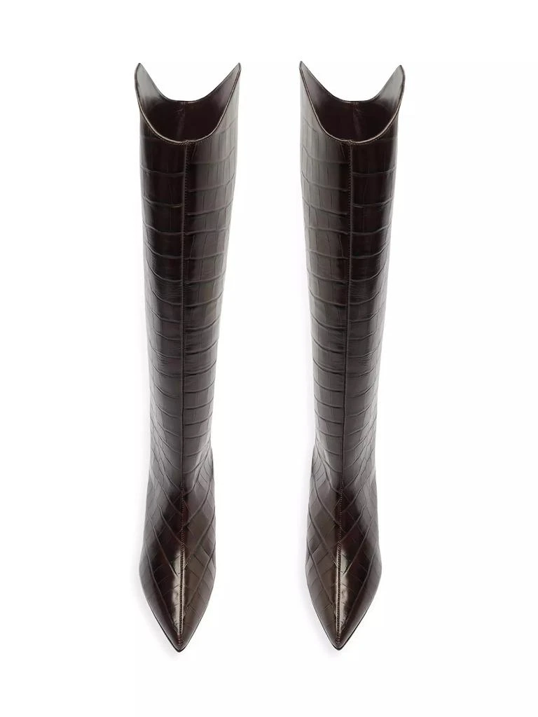 Schutz Maryana 50MM Crocodile-Embossed Leather Wide-Calf Boots 10