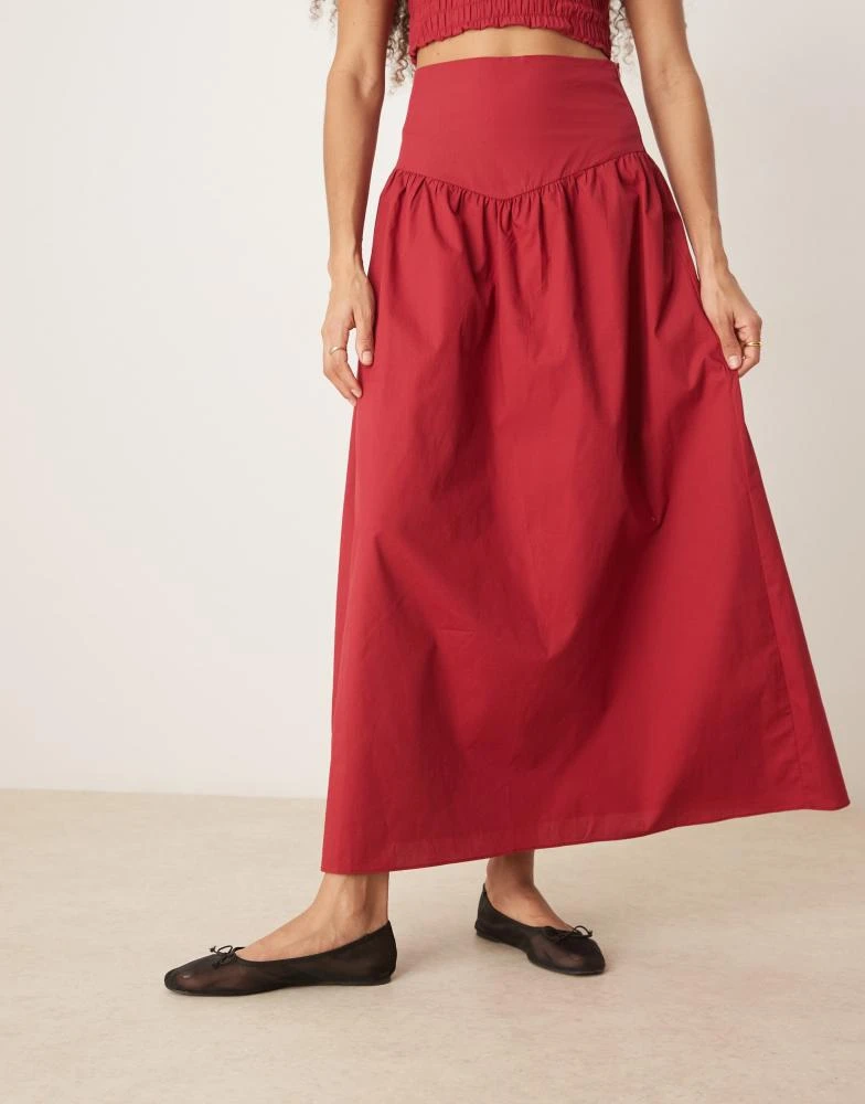 Glamorous Glamorous drop waist maxi skirt in deep red co-ord 5