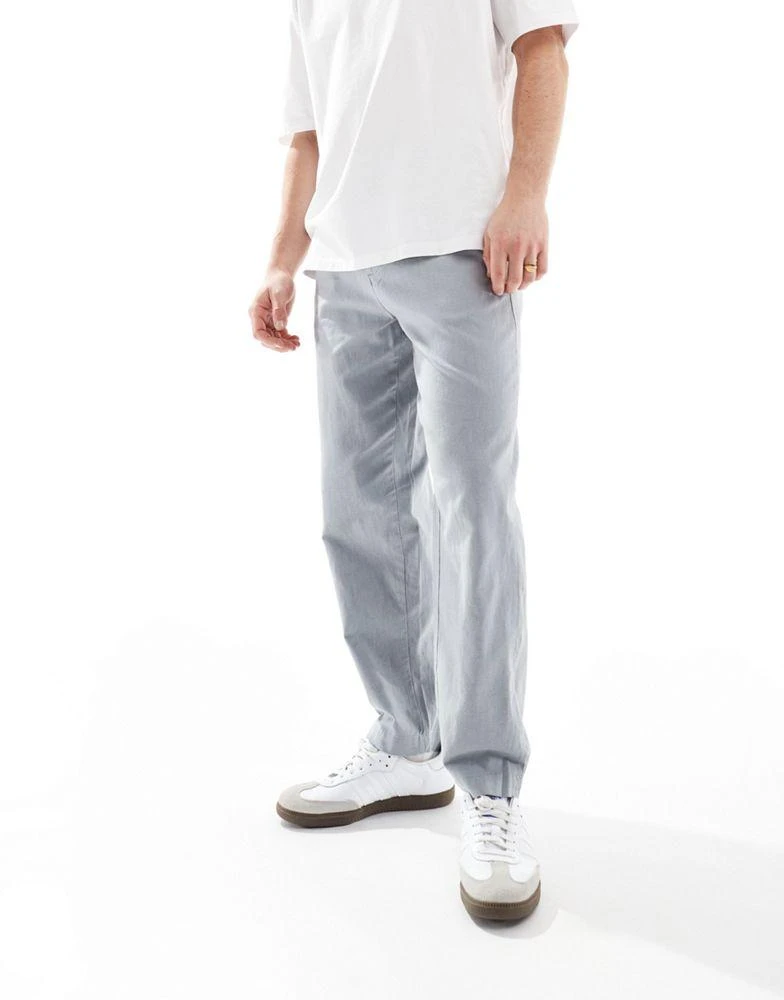 Ben Sherman Ben Sherman slim fit cotton linen taper trouser in grey 1