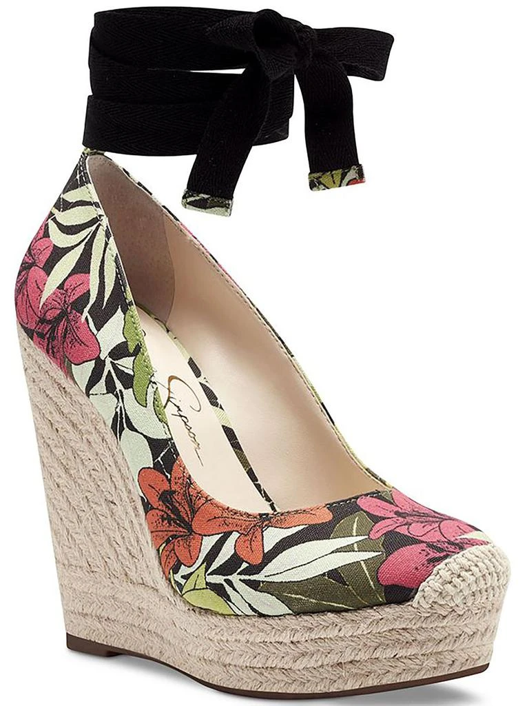Jessica Simpson Zexie Womens Canvas Wrap Wedge Heels 3