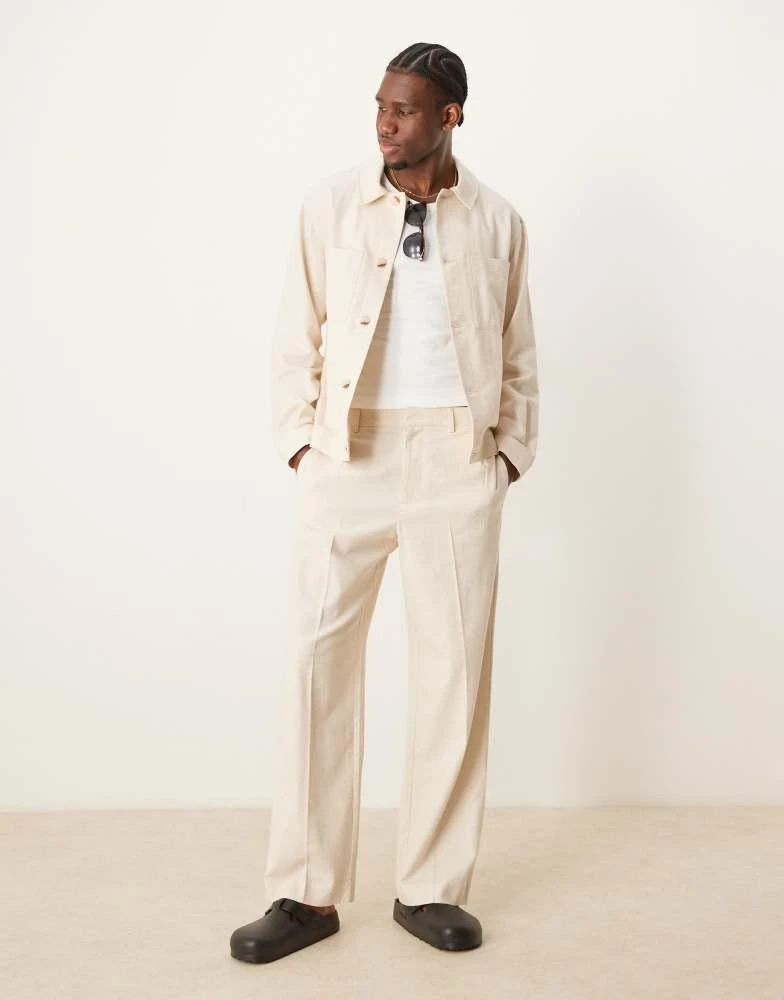 ASOS ASOS DESIGN cotton smart co-ord shacket in stone 2