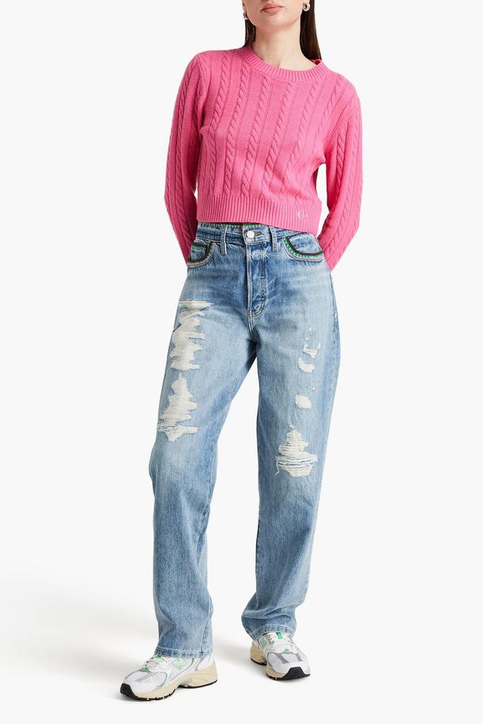 FRAME + Julia Sarr-Jamois crochet-trimmed distressed high-rise boyfriend jeans