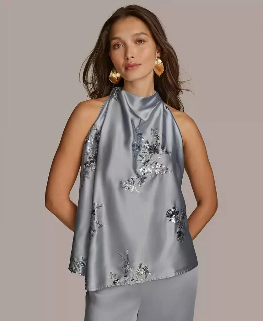 Donna Karan Women's Sequin-Embellished Satin Tank Top 1