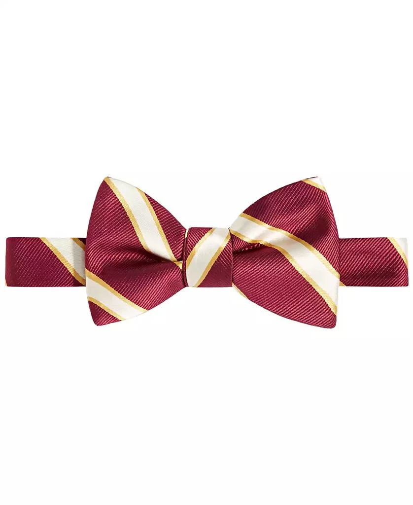 Tayion Collection Men's Crimson & Cream Stripe Bow Tie 1