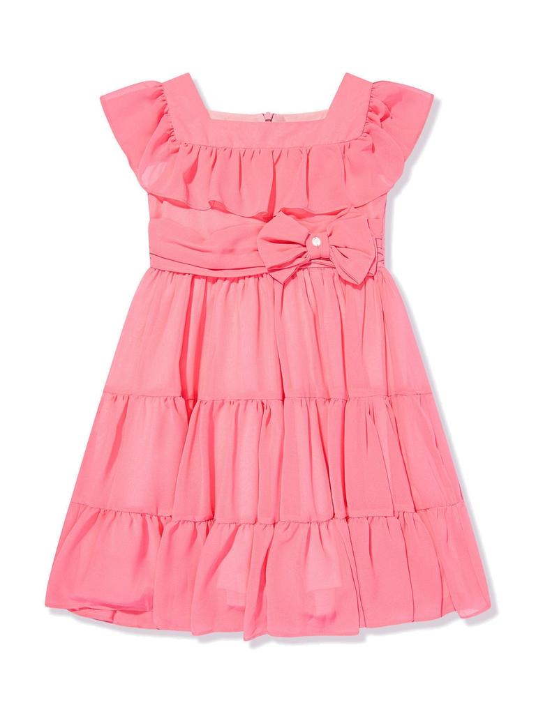 Patachou Patachou Bow-Detailed Square Neck Chiffon Dress