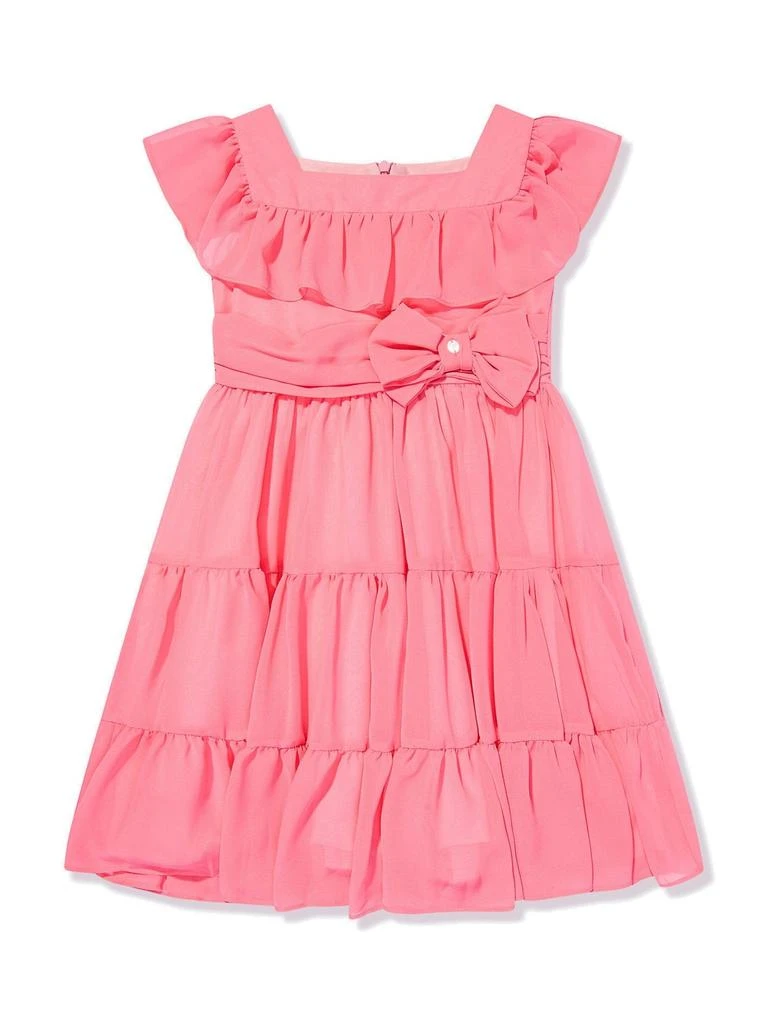 Patachou Patachou Bow-Detailed Square Neck Chiffon Dress 1