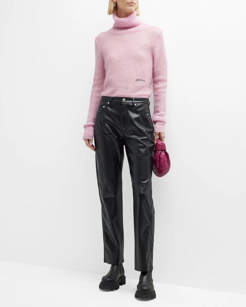 Nanushka Vinni Mid-Rise Straight Leather Ankle Pants 3
