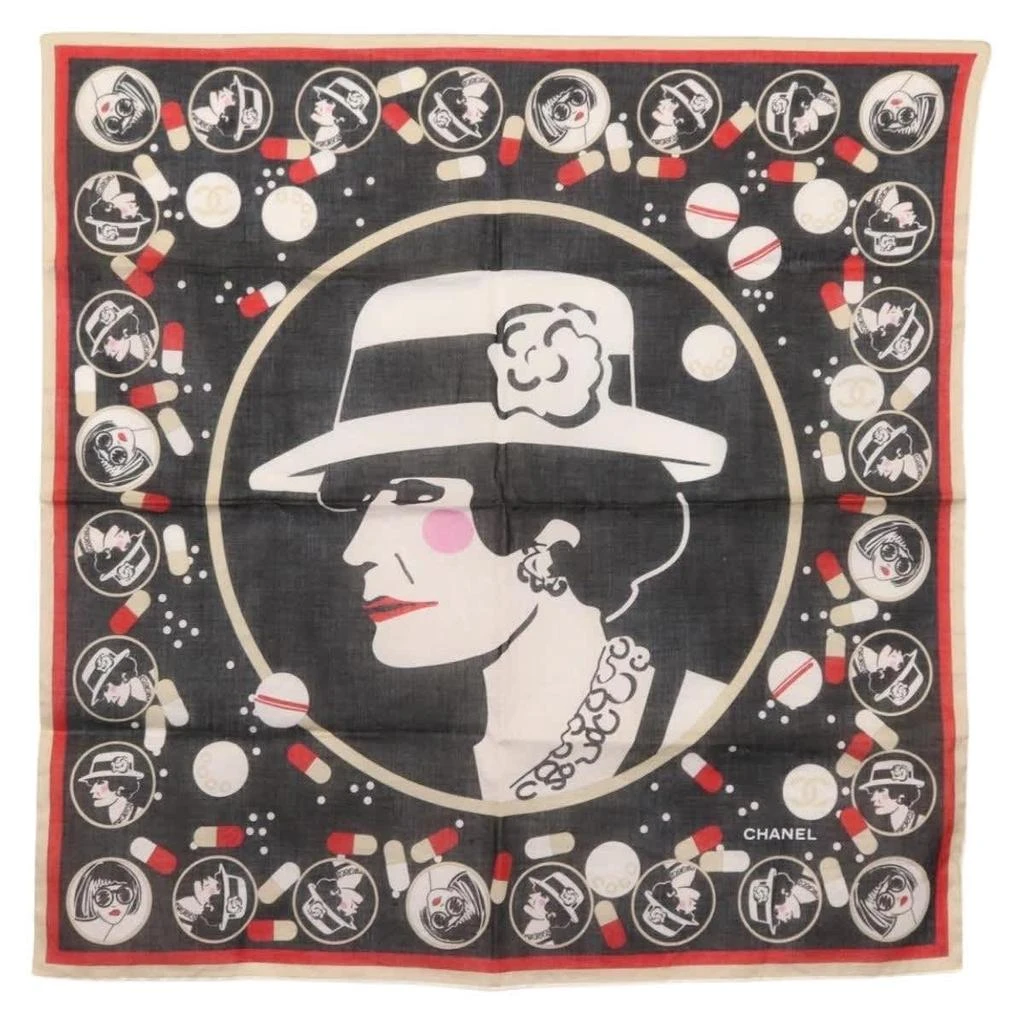 Chanel Scrunchie And Square Scarf Hair Tie Set Printed Silk Cotton Scarve 
Shawl Accessory (Pre-Owned)