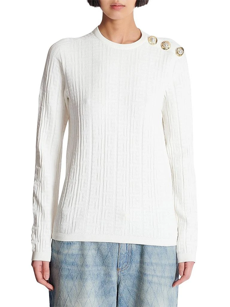 Balmain Embellished Monogram-Knit Top 3