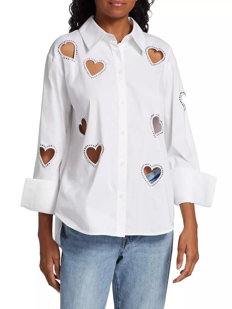 Alice + Olivia Finley Crystal-Embellished Heart Cut Out Shirt 3