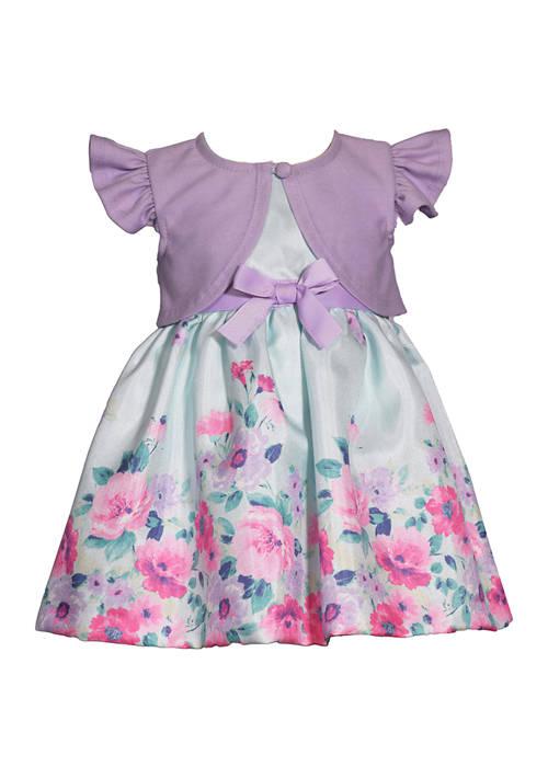 Bonnie Jean Jean Baby Girls Shantung Printed Dress And Cardigan Set