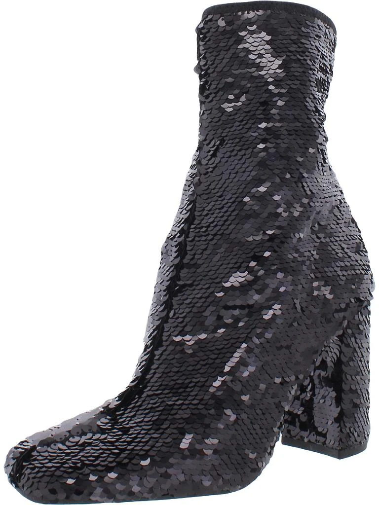 Steve Madden Lynden Womens Sequined Square Toe Mid-Calf Boots 5