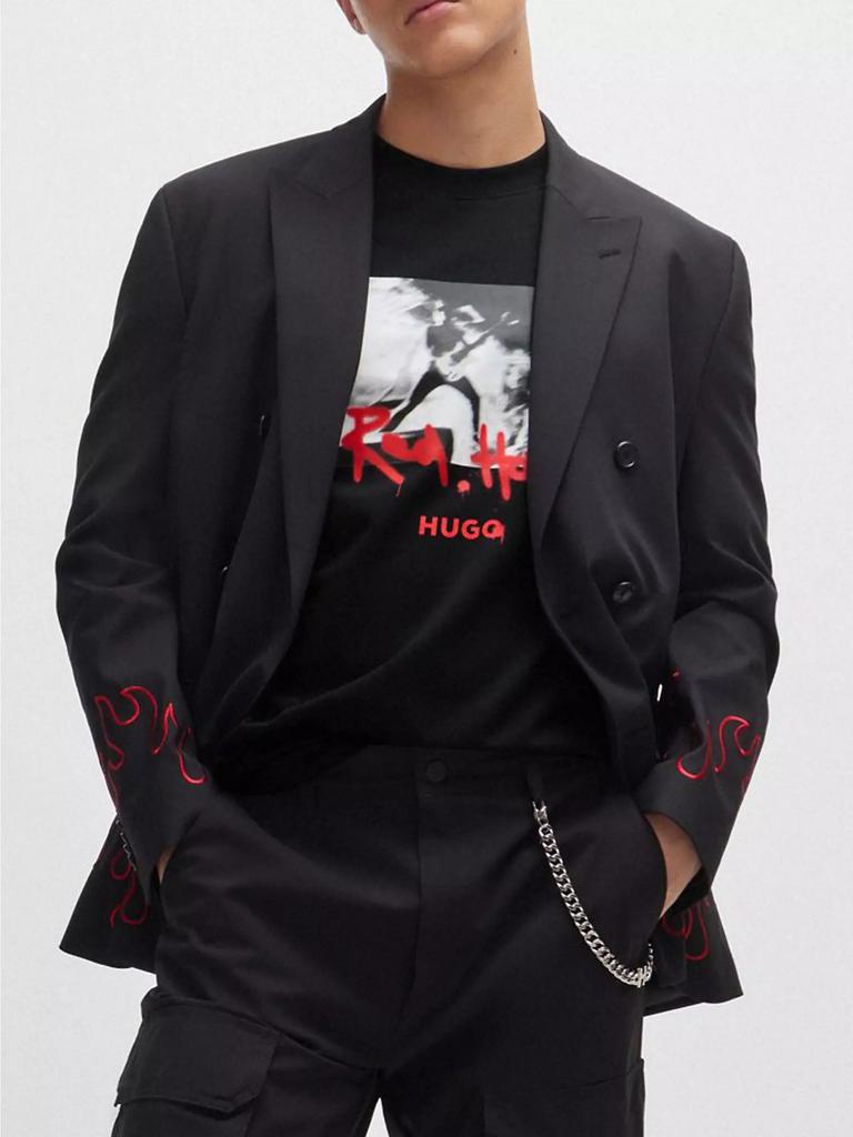 HUGO Cotton Jersey T-Shirt with Spray Paint Artwork