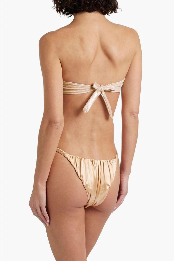 Isa Boulder Waves ruched stretch-satin low-rise bikini briefs 3