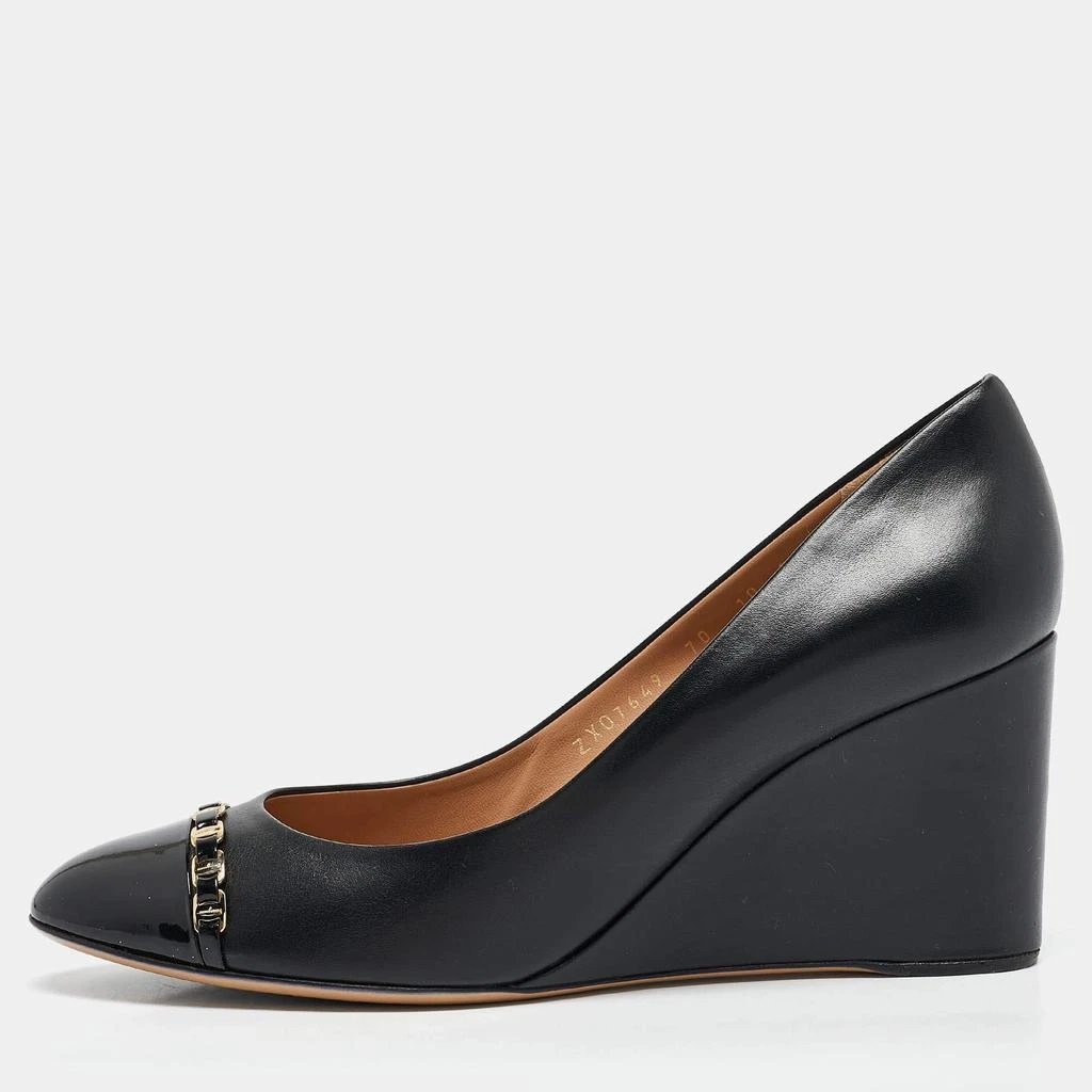 Salvatore Ferragamo Salvatore Ferragamo Black Leather Nana Wedge Pumps Size 40 1