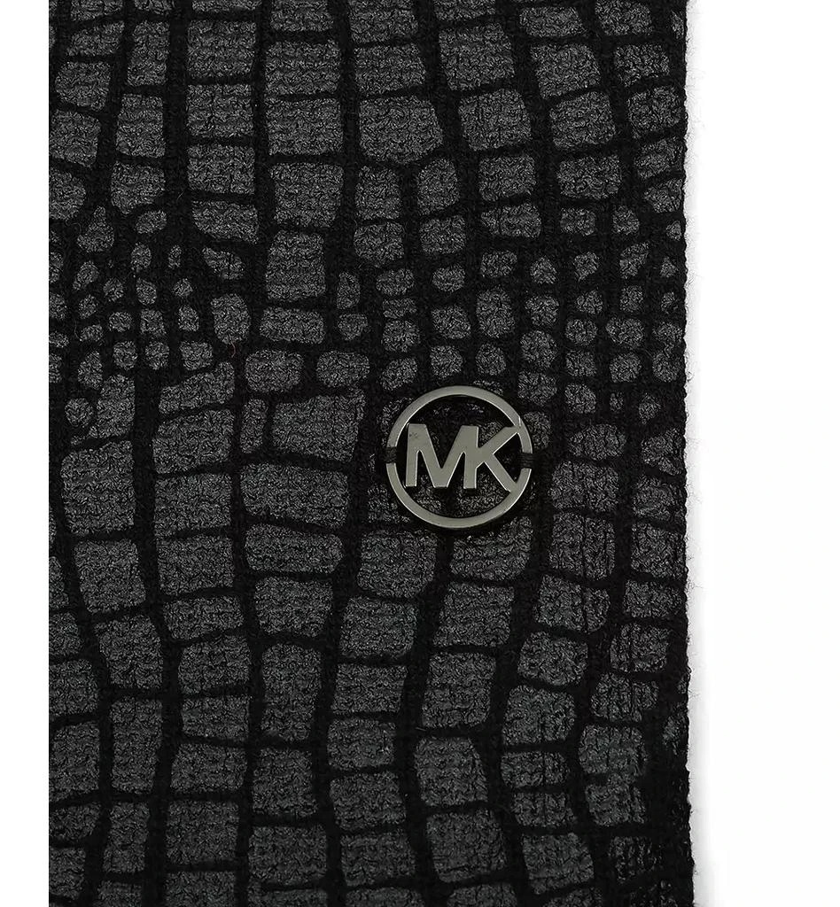 Michael Kors MICHAEL Logo Charm Ribbed Trim Croc-Embossed Scarf 4