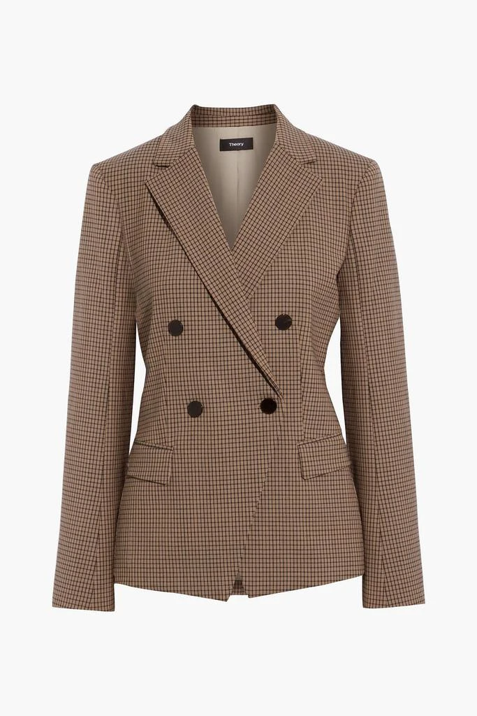 Theory Double-breasted checked woven blazer 3