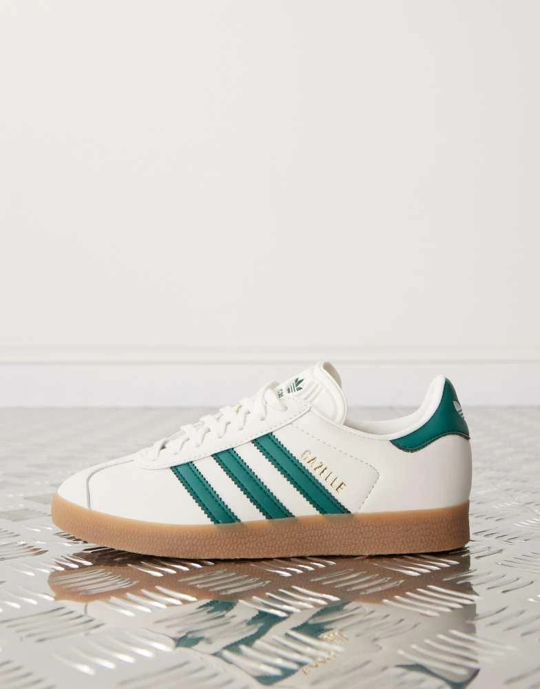 Adidas adidas Originals Gazelle trainers in cream and green 5