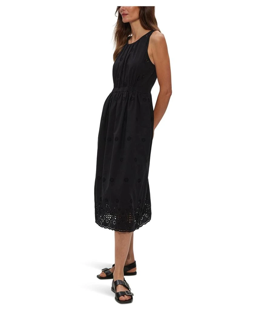 knee length dresses for ladies Polka Dot Tie Front Ruffled Midi Dress Navy / L