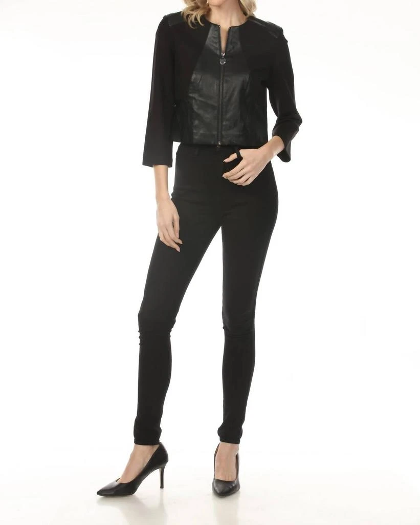 JOSEPH RIBKOFF Joseph Ribkoff - Faux Leather Zip Up Cropped Jacket 5