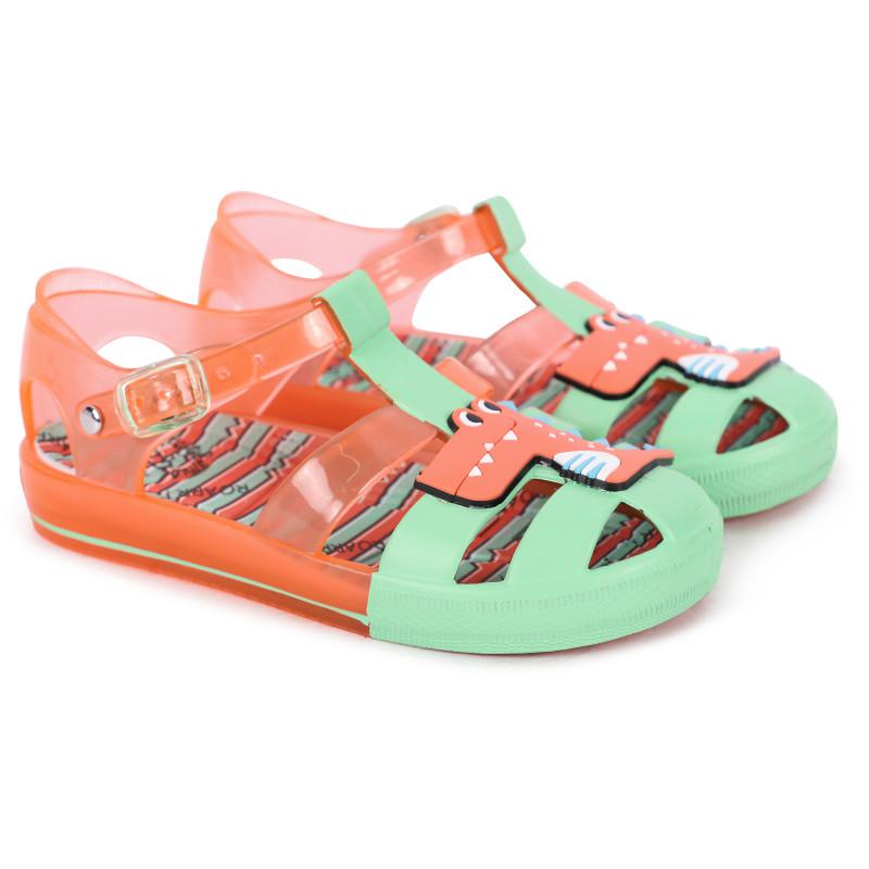 COLORS OF CALIFORNIA Crocodile rubber sandals in green and orange
