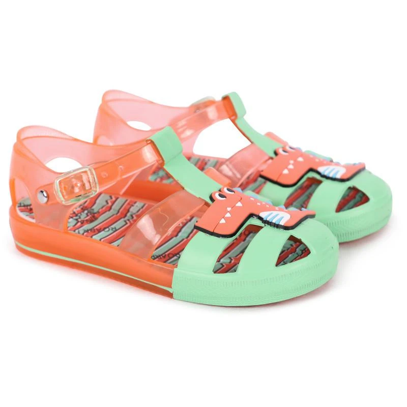 COLORS OF CALIFORNIA Crocodile rubber sandals in green and orange 1