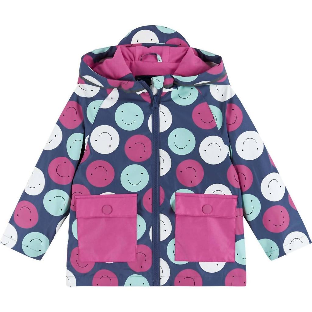 Andy & Evan Andy & Evan - Girls Smiley Print Color Change Raincoat