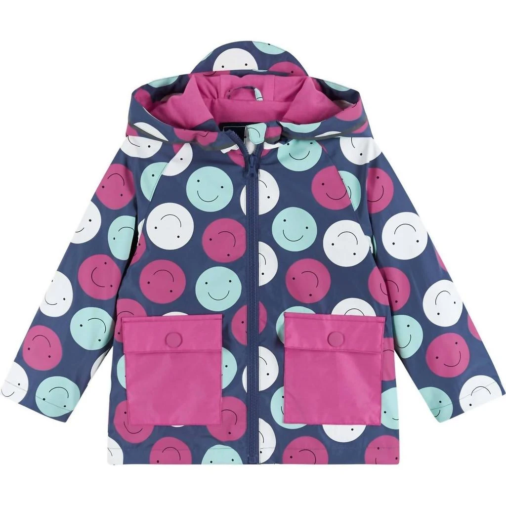 Andy & Evan Andy & Evan - Girls Smiley Print Color Change Raincoat 1