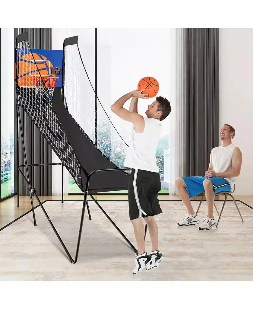Costway Foldable Single Shot Basketball Arcade Game W/Electronic Scorer 3 Basketballs 2