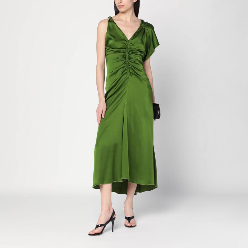 Victoria Beckham Asymmetrical draped seaweed green dress