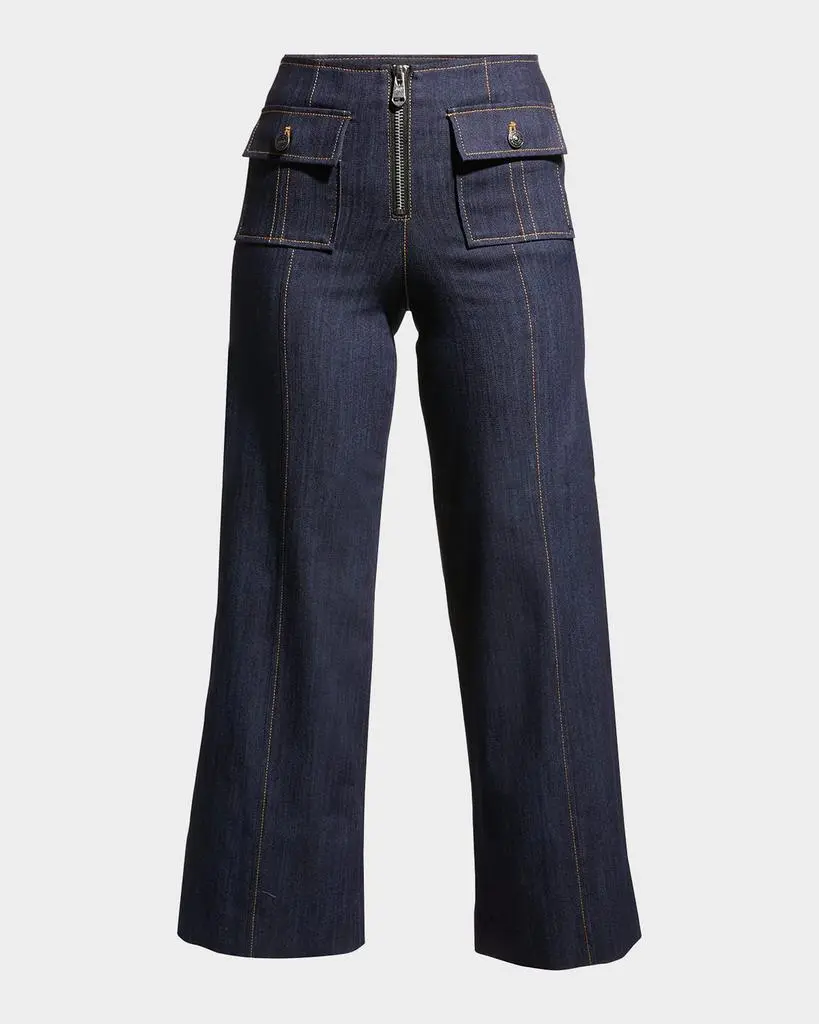 Cinq a Sept Azure Wide-Leg Stitched Pants