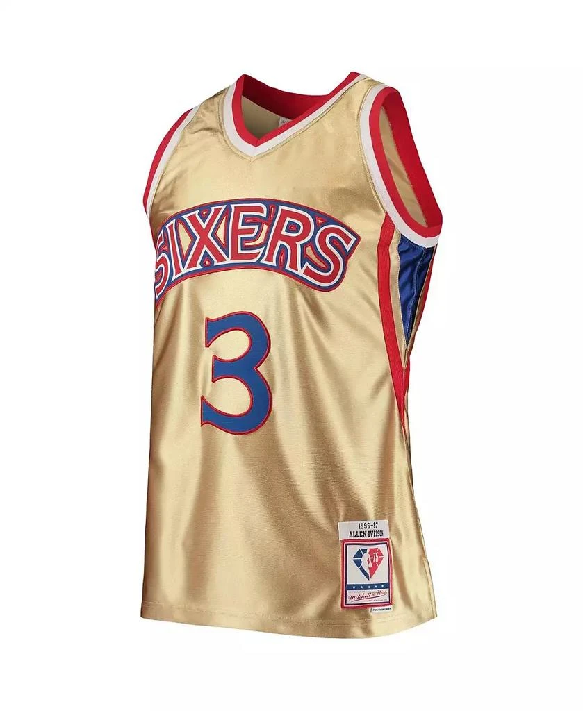 Mitchell & Ness Men's Allen Iverson Gold Philadelphia 76ers 75th Anniversary 1996-97 Hardwood Classics Swingman Jersey 2