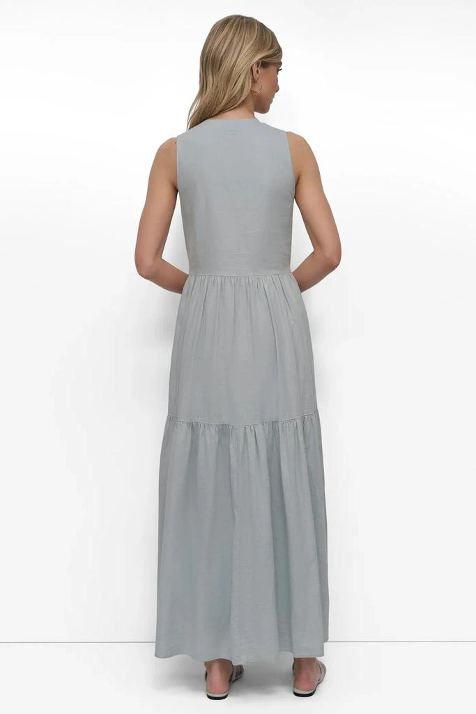 knee length dresses for ladies Frayed Linen Maxi Dress | A-Line Dress