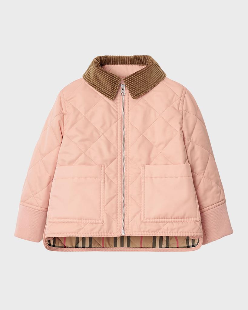 Burberry Girl's Otis Corduroy-Collar Quilted Jacket, Size 18M-2