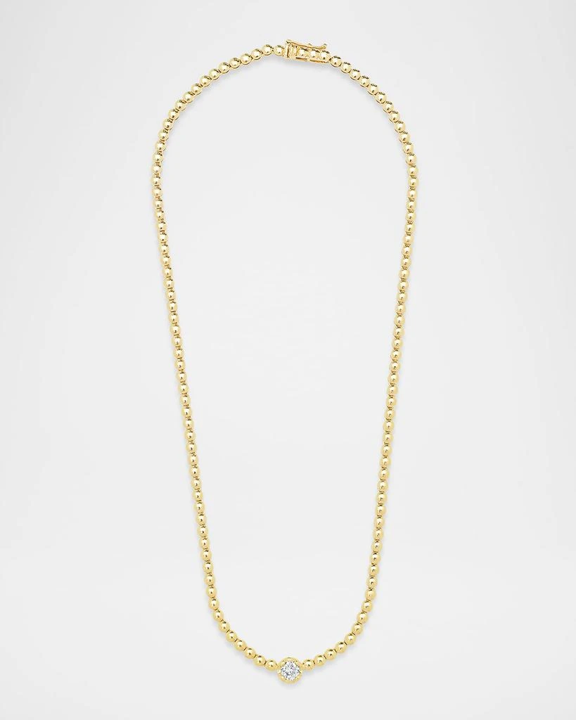 Jennifer Meyer 18K Yellow Gold Mini Bezel Tennis Necklace with Illusion Set Diamond 2