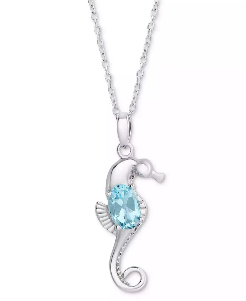 Macy's Blue Topaz Seahorse 18" Pendant Necklace (1 ct. t.w.) in Sterling Silver 1