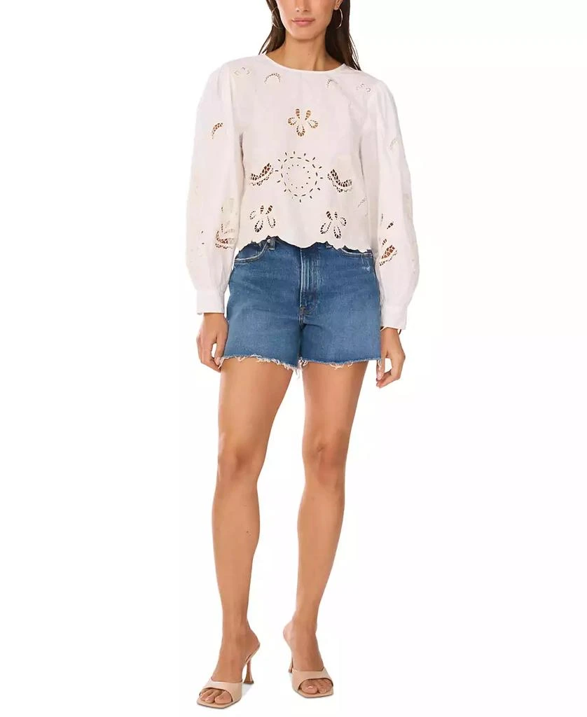 Vince Camuto Women's Lattice-Trim Embroidered Top 3