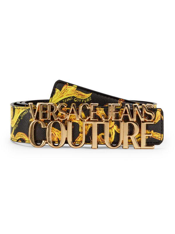 Versace Jeans Couture Logo Slide Buckle Leather Belt