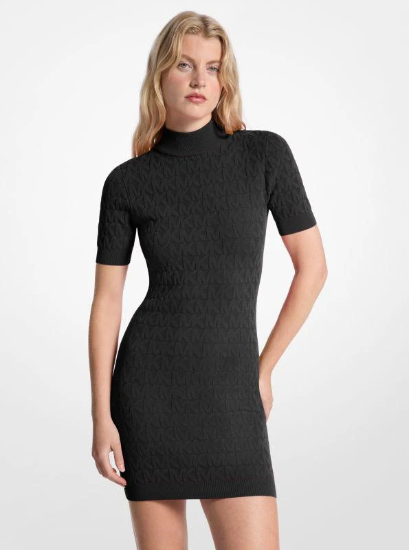 Michael Kors Logo Jacquard Knit Mock Neck Dress Dresses Skirts