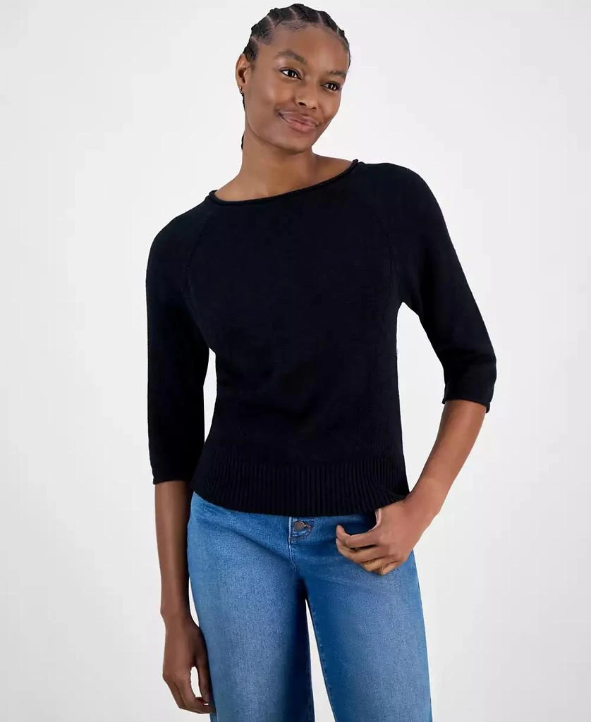 Charter Club Women's 3/4-Sleeve Linen-Blend Sweater, Exclusively at Macy's 1