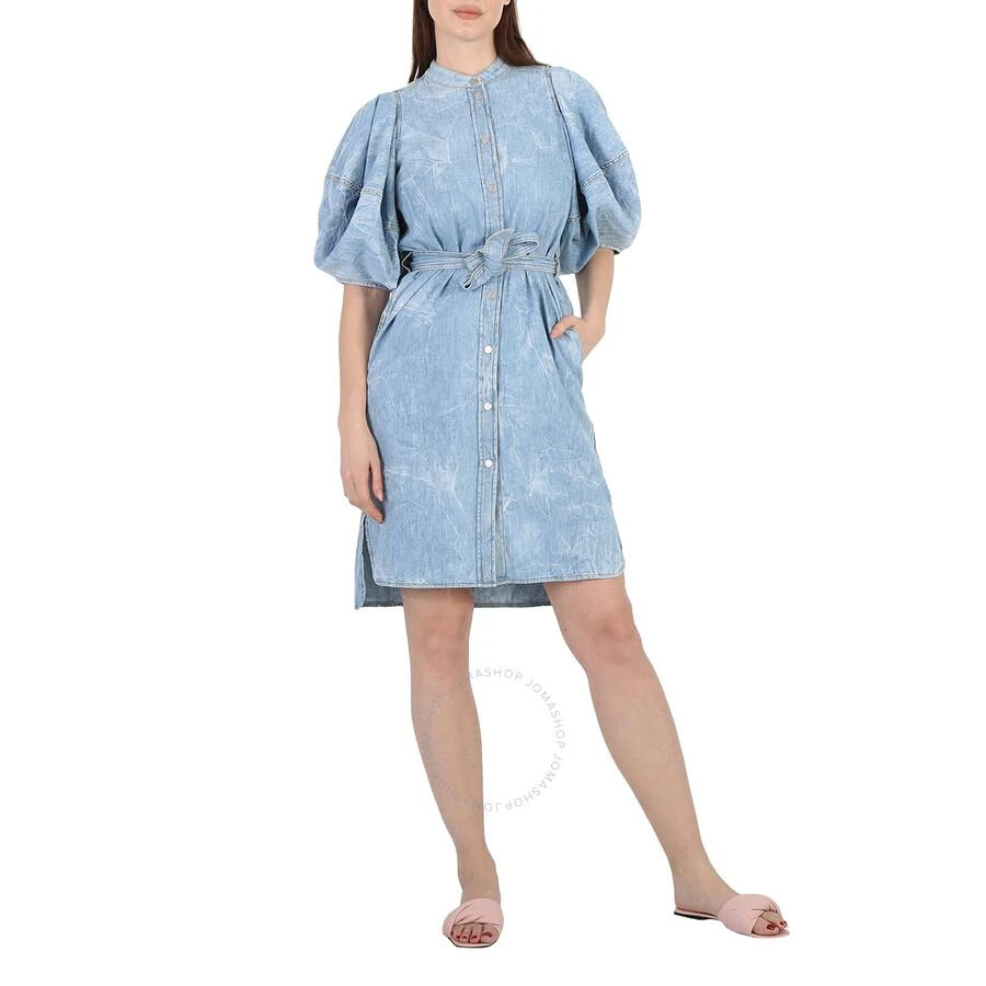Stella McCartney Crinkle Blue Denim Puff Sleeve Dress 1